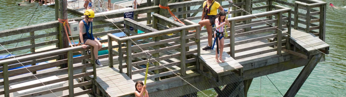 Aerial view of the top of the zipline