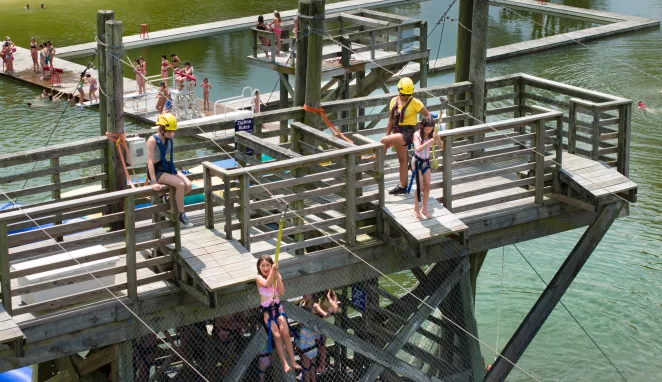 Aerial view of the top of the zipline