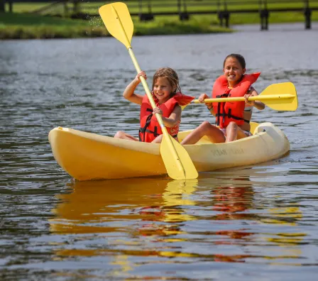 Two girls on a kayak