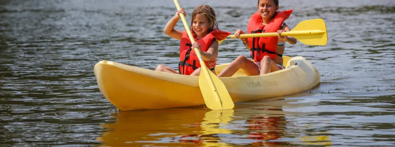 Two girls on a kayak