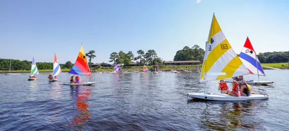 Sailboats in the water at Camp Seafarer