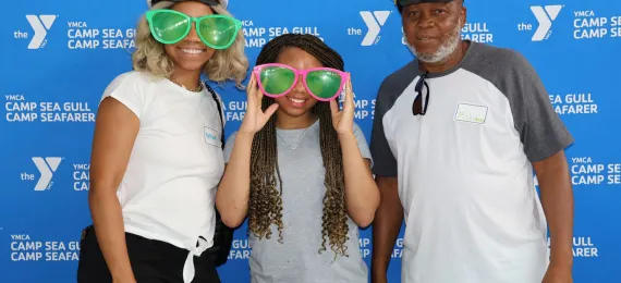 a family at a Camp Seafarer social