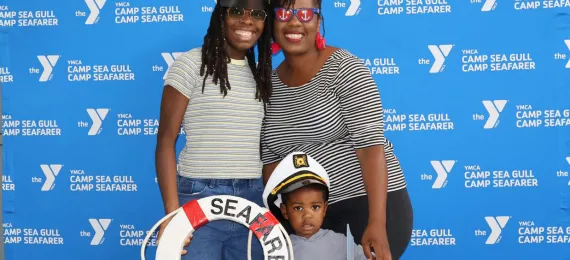 a family at Camp Seafarer camper social