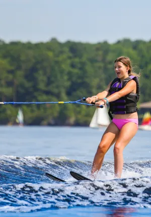 Girl waterskiing