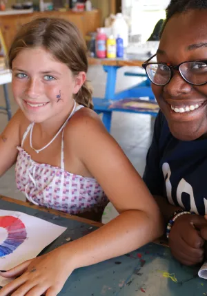 Girl working on art project at creative arts